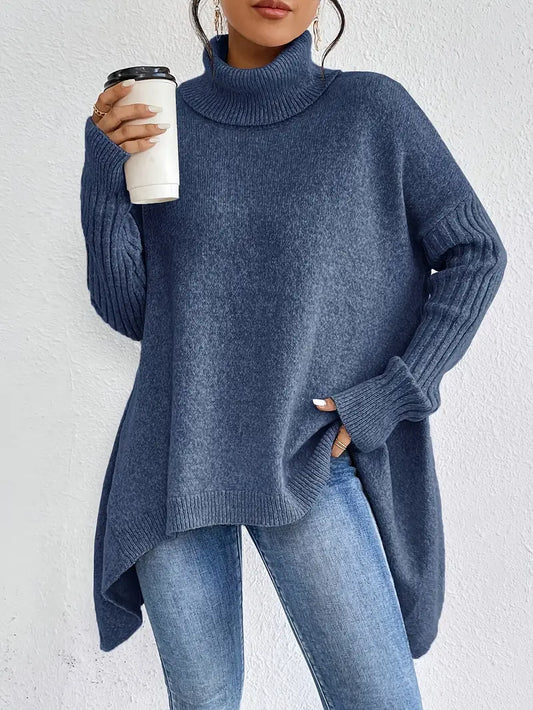BELLA | ELEGANTER LANGER ROLLKRAGENPULLOVER